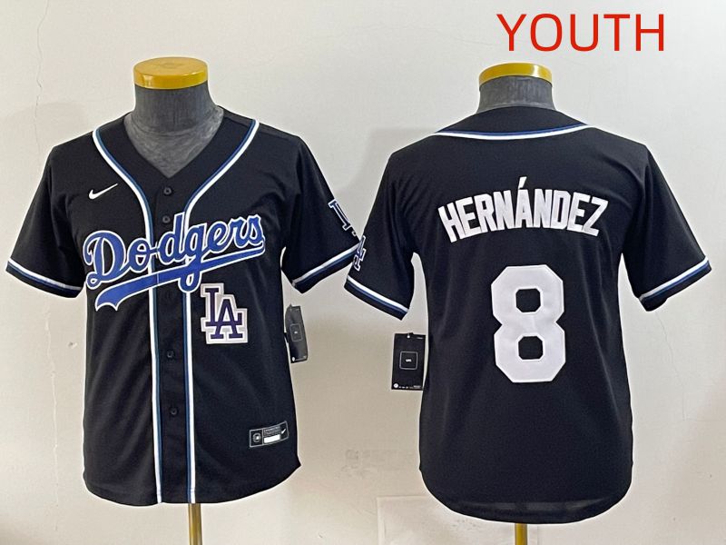 Youth 2025 Los Angeles Dodgers #8 Hernandez Black Three generations Fashion Nike MLB Jersey style 12->youth mlb jersey->Youth Jersey